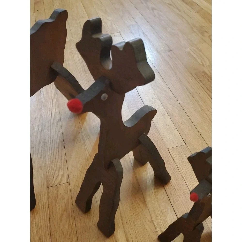 Reindeer‎ Wooden Christmas Decoration Slot Together Approx Lot Of 3 SEE PHOTOS